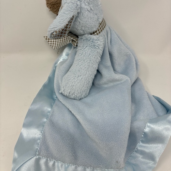 Bearington Baby Plush Puppy Dog Lovey Blue Soft Satin Security Blanket Stuffed - Picture 4 of 8